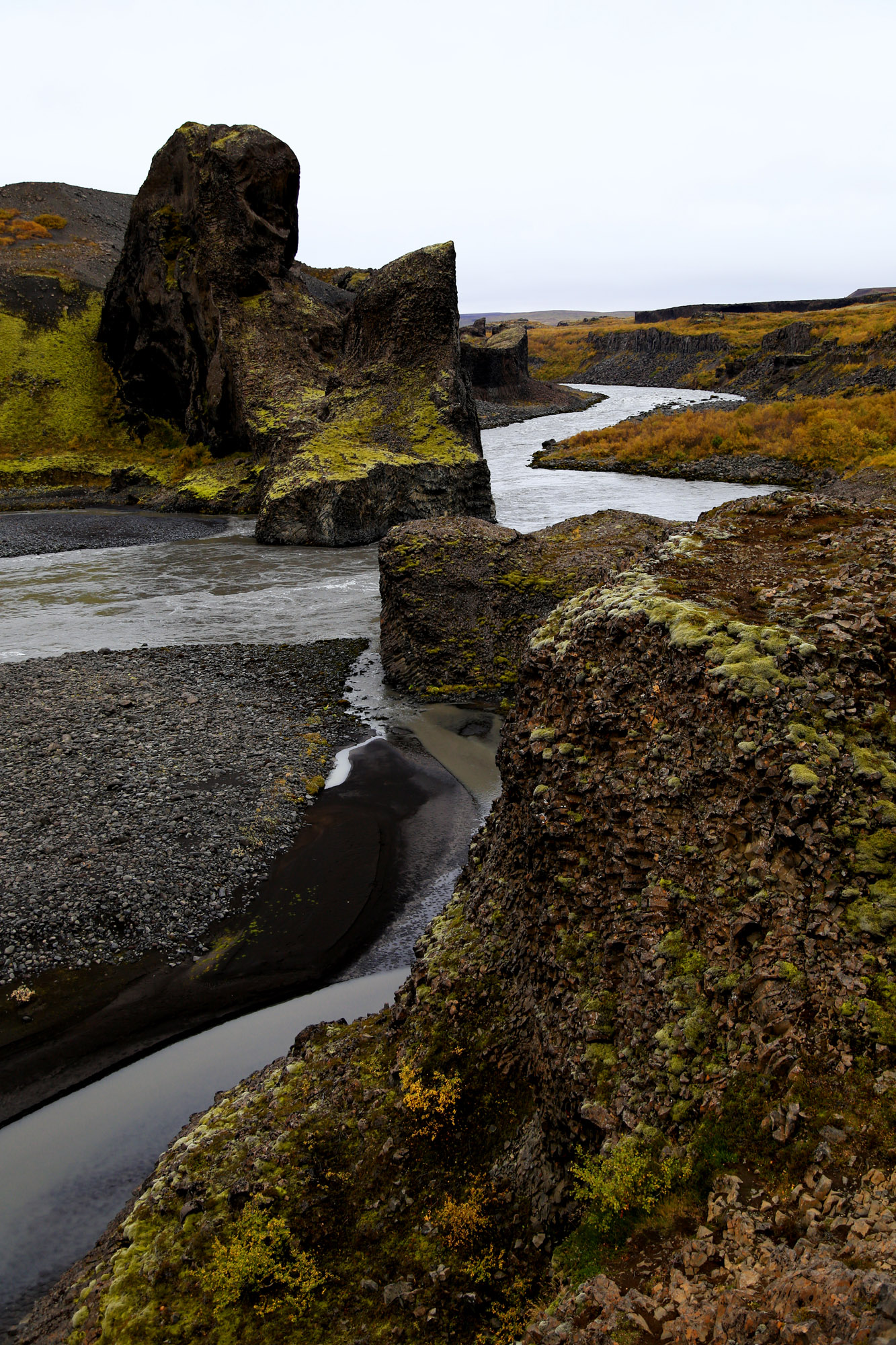 Canyon di rocce basaltiche scavato da un fiume glaciale, Islanda
